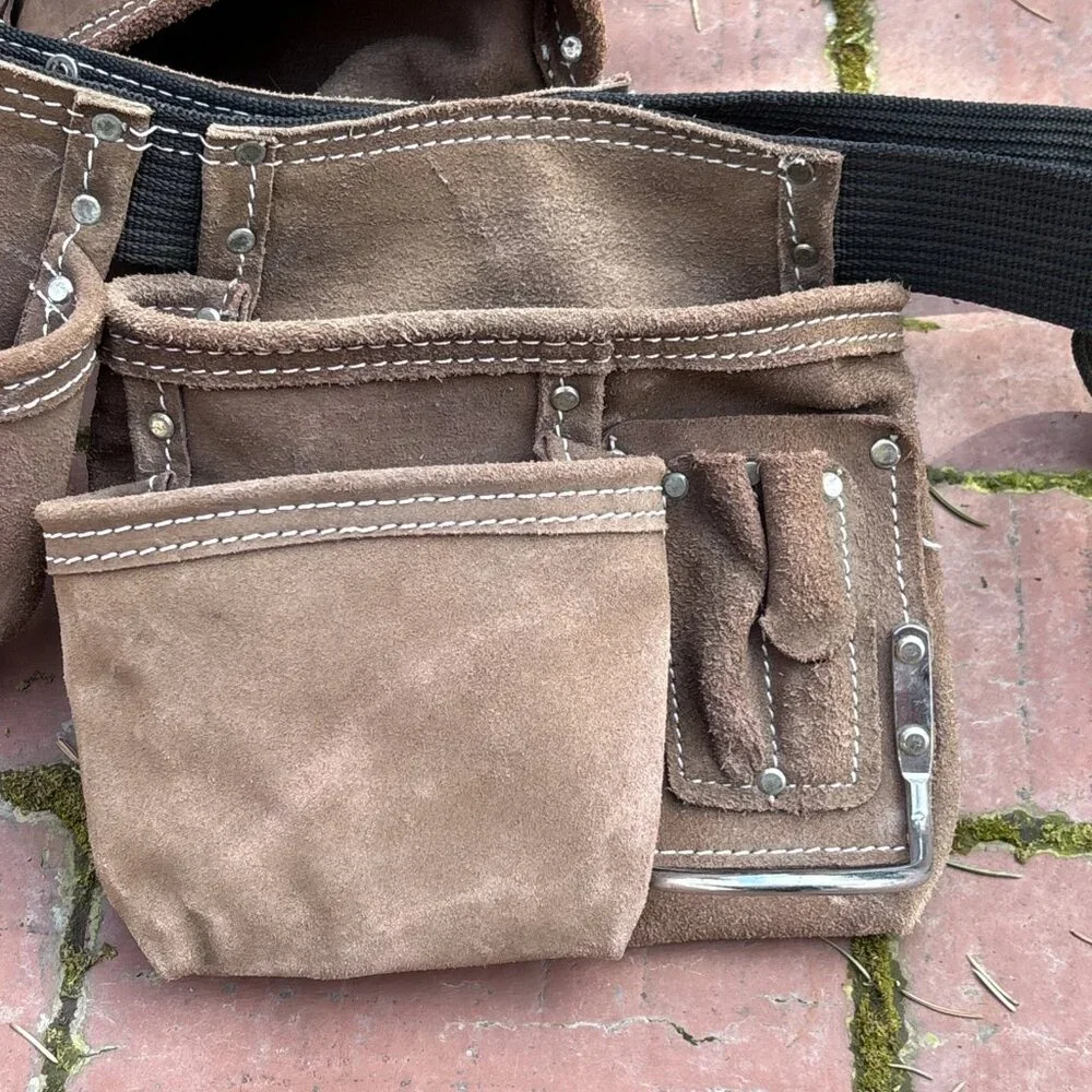 McGuire Nicholas Cowhide Tool Belt Construction Leather Apron Dual Hammer Loop